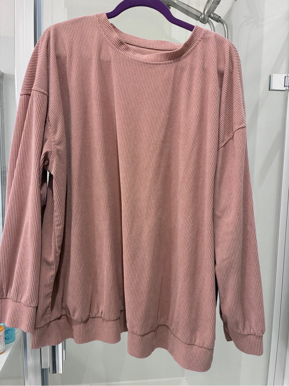 Dusty Rose Ribbed Long Sleeve Pullover